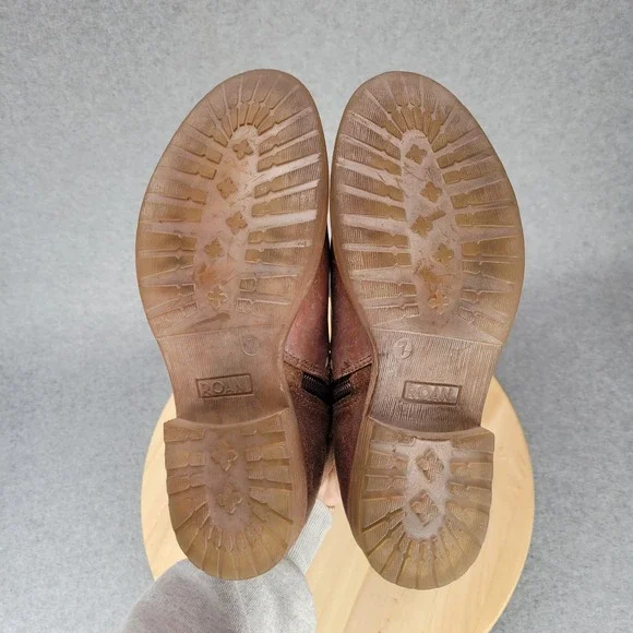 Roan Bed Stu Hostile Chelsea Boots Women 7 Tan Rose Gold Distressed Leather Zip - Picture 10 of 11